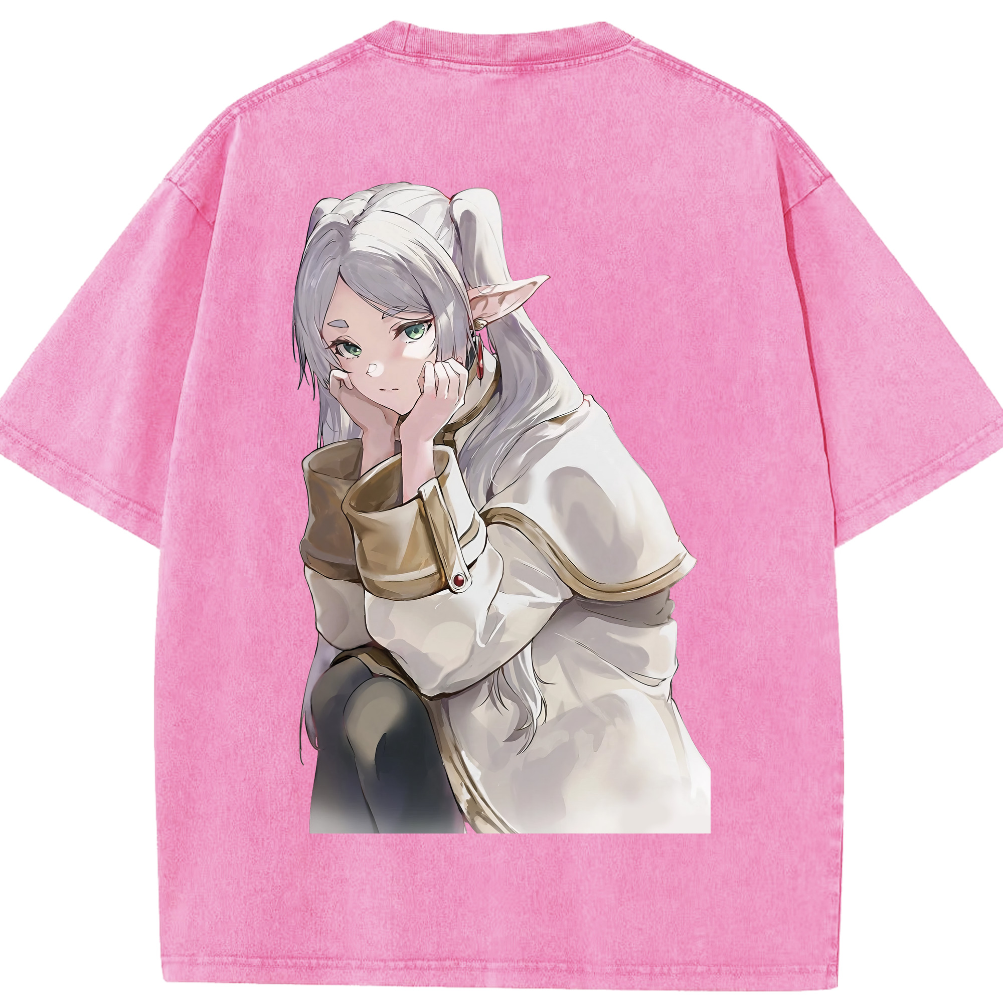 （画像用） 葬送のフリーレン Frieren 綿100% ヴィンテージ風 半袖Tシャツ（背面プリント）